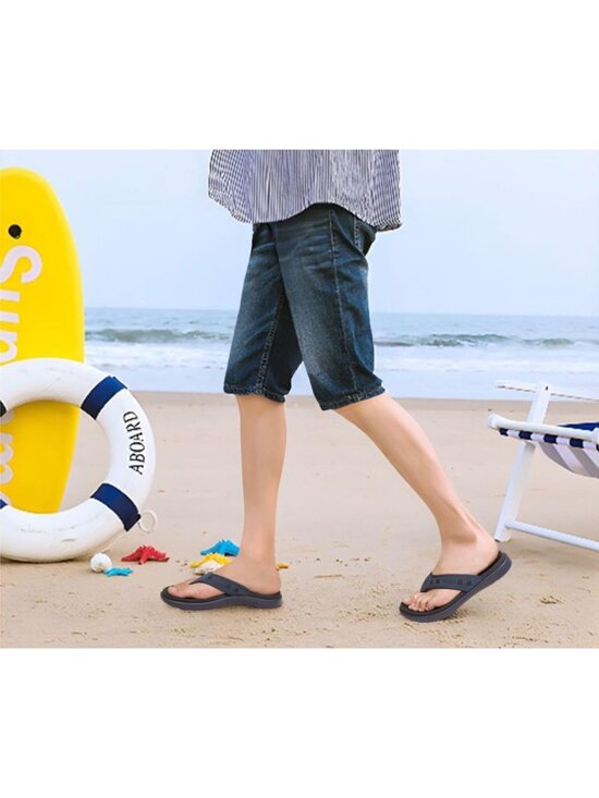 Men\'s Black Blue Sport Flip Flops Comfort Orthotic Thong Sandals Arch Support